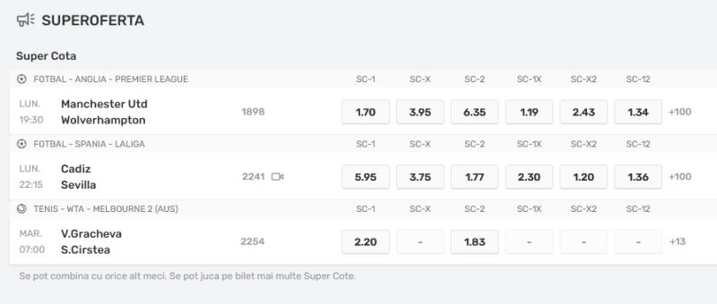 Cote sport Superbet