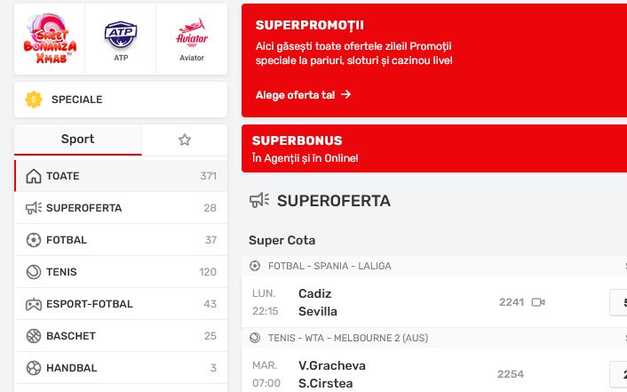 Sporturi acoperite Superbet