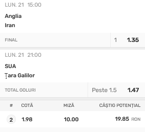 Cota 2 Superbet din 21 noiembrie 2022 cu meciuri din Cupa Mondială