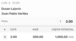 Lajovic - Varillas, ATP Cordoba, cota 2 de azi din tenis